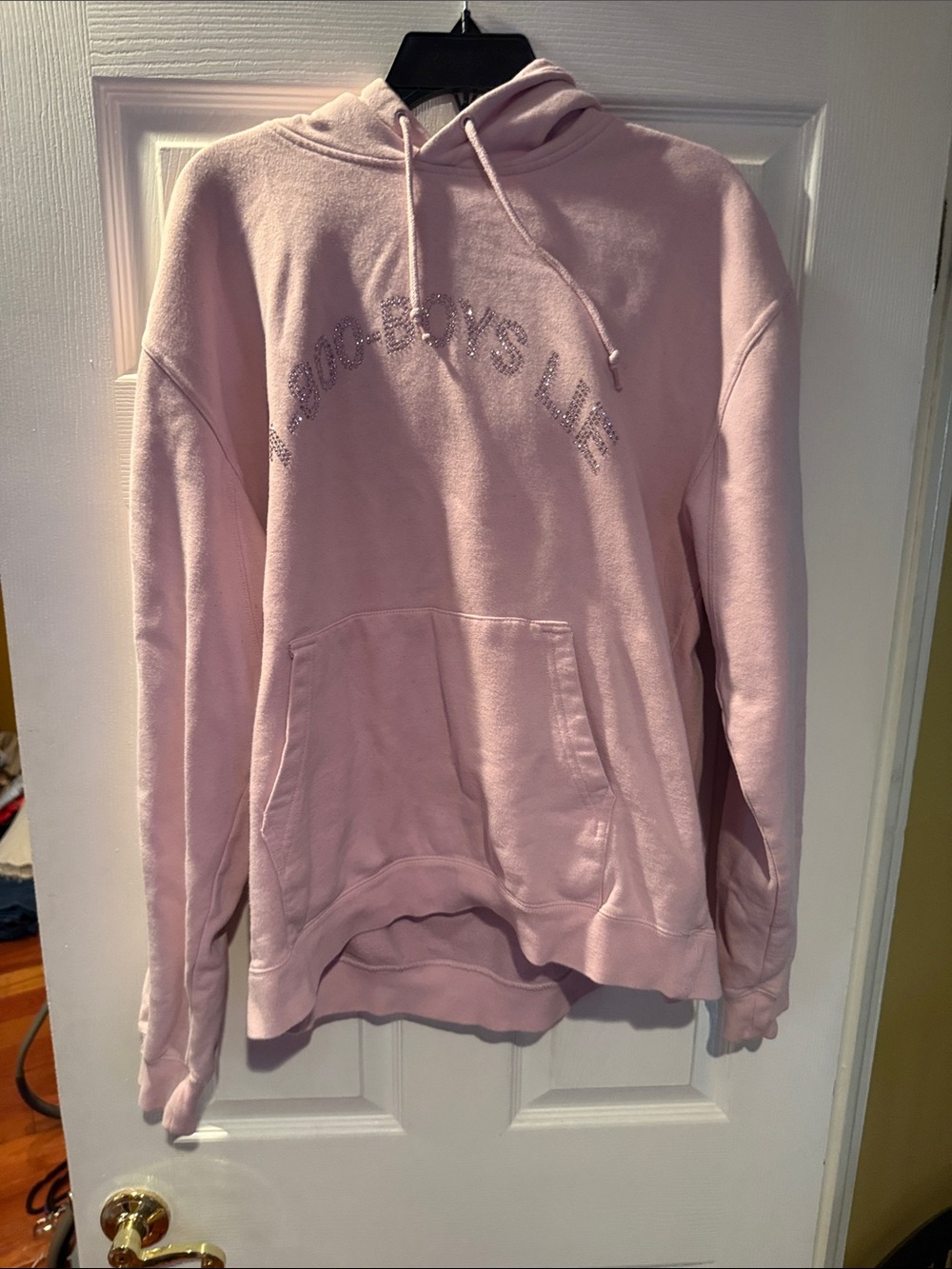 Boys Lie Light Pink Rhinestone Logo Hoodie